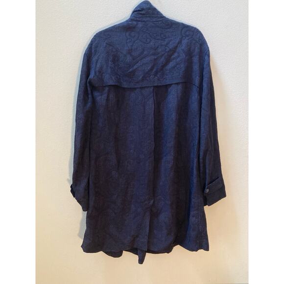 Dries Van Noten ~ BEAUTIFUL Utility Trench Coat Embroidered Navy ~ Sz Large - Picture 6 of 10